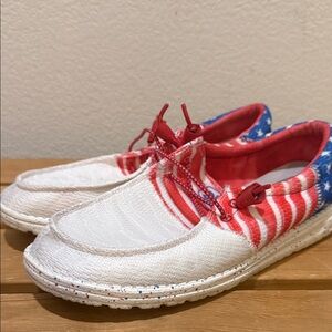 Hey Dude Women's Patriotic Red, White, and Blue Shoes